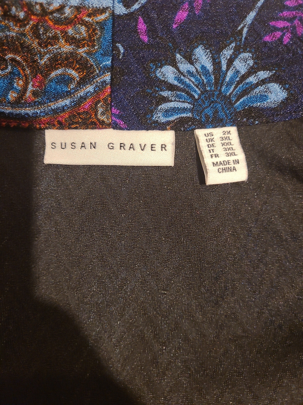 Susan Graver Blue Multi-Pattern Long Trench Coat - Picture 10 of 12